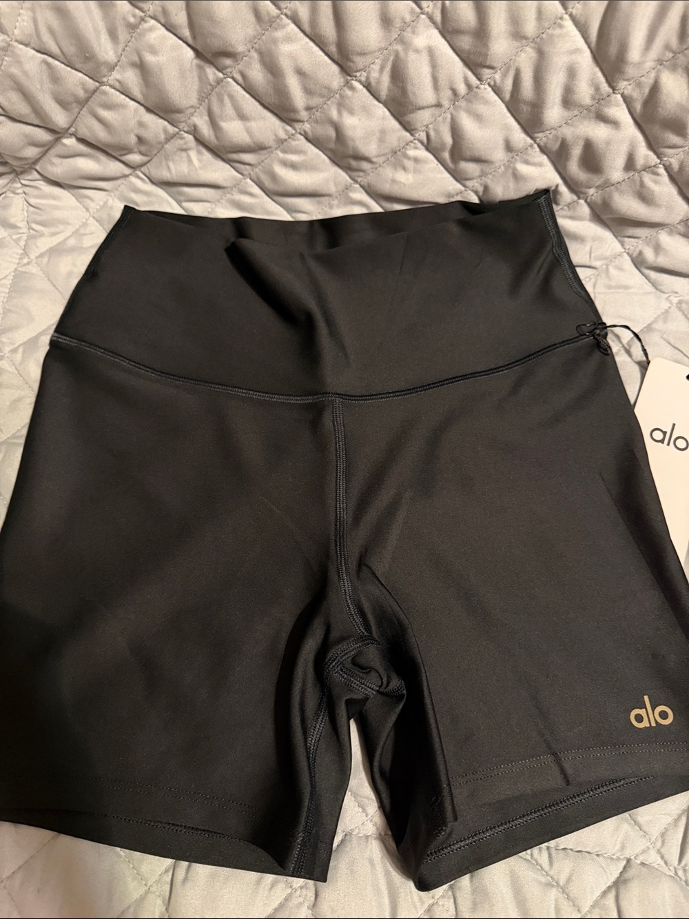 ALO Yoga Black Airlift Energy Short with ALO Logo